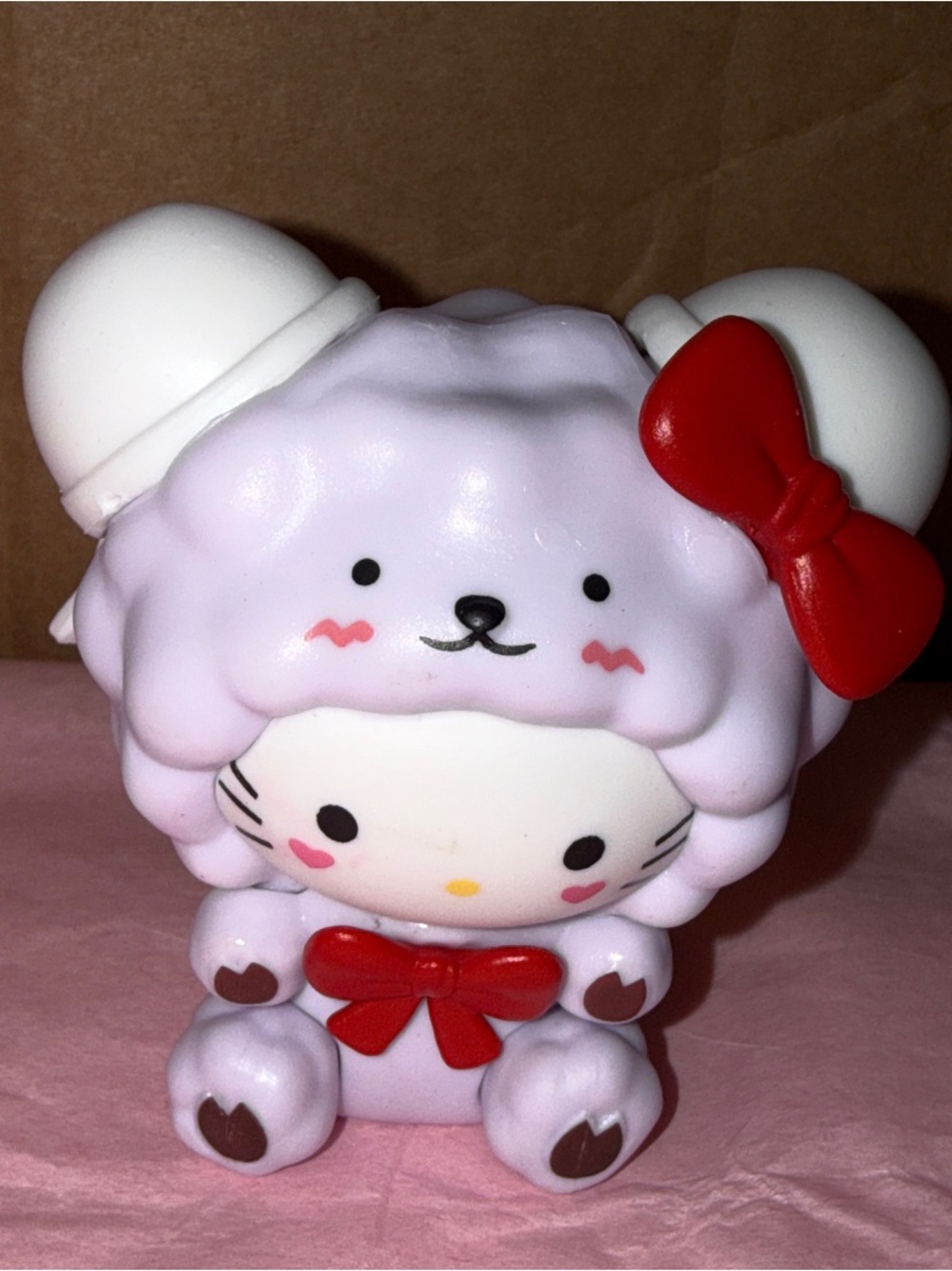 Hello Kitty Lavender Sheep Figure with Red Bow